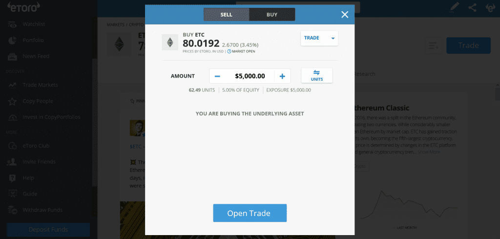 eToro Buy Ethereum Classic
