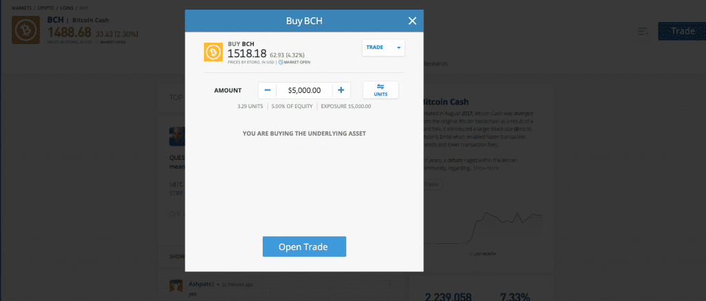 etoro step 5 BCH